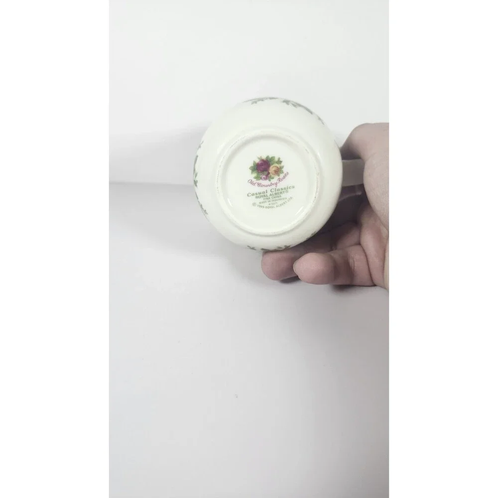 Royal Albert Old Country Roses Casual Classics Mug Green Rim Floral VTG EUC
